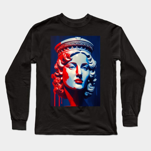 Blue & Red Lady #3 Long Sleeve T-Shirt by mateuskria